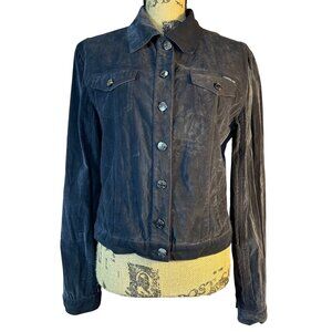 Iceberg Jeans Womens Gray Suede Jacket With Button Front And Pockets EST Sz S